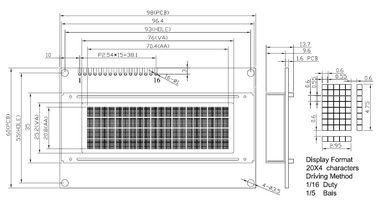 Τμηματική ενότητα επίδειξης LCD, υψηλή αξιοπιστία επίδειξης χαρακτήρα LCD 20x4