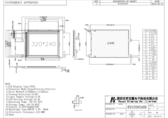 320*240 FSTN Μοντέλο LCD Μονοχρώμιο Για Ιατρική Σάρωση θετικό