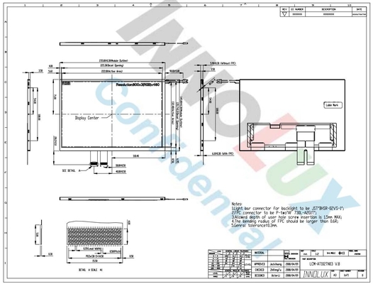 10.2 ιντσών INNOLUX LCD Μοντέλο AT102TN03 V.8 800*3RGB*480 οθόνη