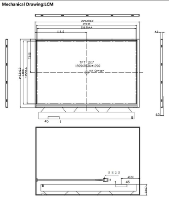 10.1 ίντσες TFT LCD Μοντέλο 1920*1200 RGB υψηλή αναλογία αντίθεσης 1000nits οθόνη