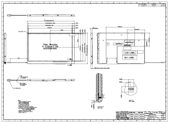 7 ιντσών TFT INNOLUX LCD οθόνη 800*RGB*480 WVGA 40 PIN TTL διεπαφή
