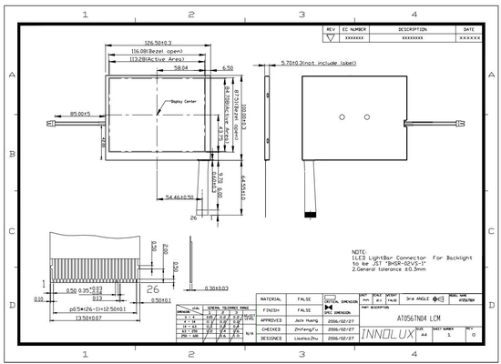 5.6 ιντσών Innolux TFT LCD Panel 320*234 RGB At056tn04 Αναλογική οθόνη αφής