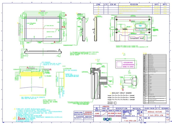 7 ιντσών TFT LCD Module 800*480 RGB Boe AV070wvm-Nc1 LCD οθόνη
