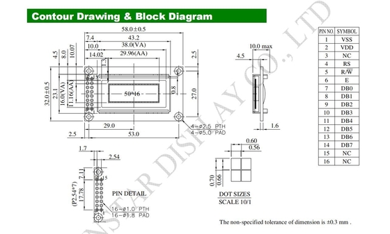 1.26'' Winstar Graphic Monochrome OLED Module WEG005016A 50*16 σημεία