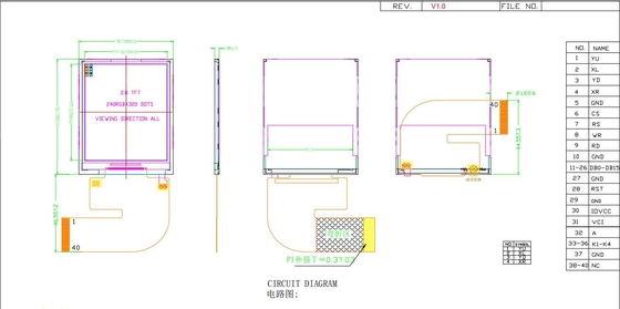 2.8' IPS TFT LCD Μοντέλο 240*320 RGB ελεύθερης προβολής με οθόνη ST7789V
