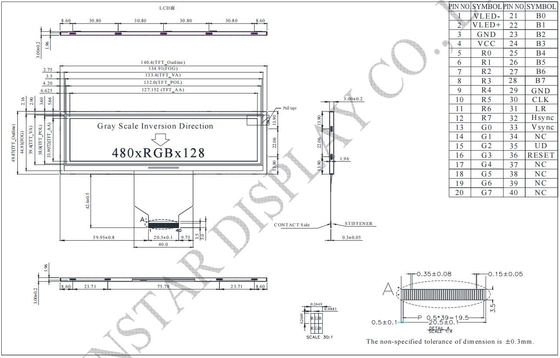 5.2' 480*RGB*128 TFT LCD Μοντέλο Winstar WF52ATLASDNN0 αντικαταστήσει τις 6 η ώρα