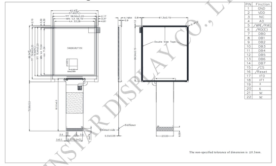 3.5' 240*320 Wide TFT LCD Module Wide View Mono Transmissive IC ST7511 Ηλεκτρονικό κυκλώδιο