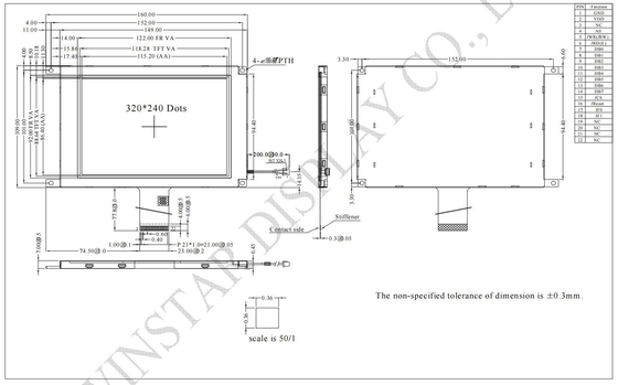 5.7' 320*240 TFT LCD Μοντέλο 12h θετική μετάδοση ST7511U IC 3.3V