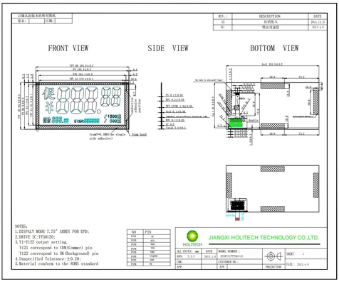 Hink 7.75' EPD Mono Color 3.0V με Tt30120 E-Paper Display 120 Σχεδιασμός τμήματος