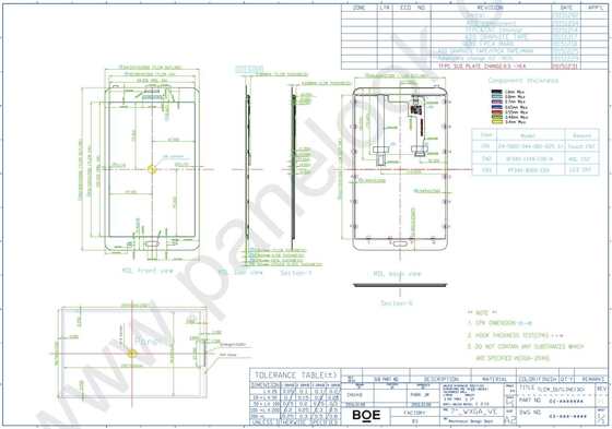 7' TFT LCD Μοντέλο 1280*800 RGB BOE TV070WXM-TS0 MIPI 39 πινάκια FPC ευρεία θερμοκρασία