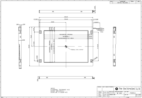 8' TFT LCD PD080SL1 PVI 800*600 RGB CCFL οθόνη βιομηχανικής επαφής με ευρεία θερμοκρασία