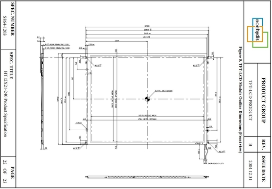 12.1′ TFT LCD XGA 1024*768 RGB BOE Αρχική ευρυόπτωση οθόνη αφής HT12X21-240