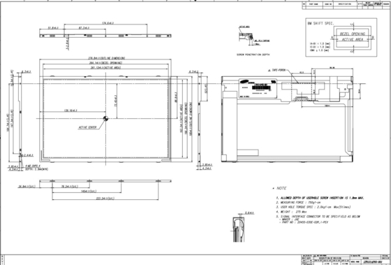 12.1'' Βιομηχανική οθόνη TFT LCD 1280*800 RGB οθόνη οθόνης Samsung LTN121AP05-302 υψηλής αντίθεσης