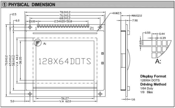 128*64 Εικόνα LCD Μοντέλο STN T6963C Με Πίσω φωτισμό Βιομηχανική οθόνη Μονοχρώμη Προσαρμόσιμη