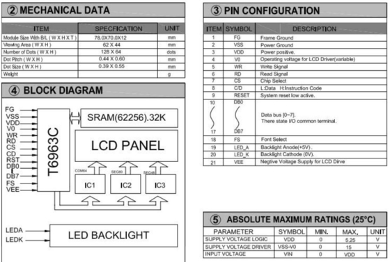 128*64 Εικόνα LCD Μοντέλο STN T6963C Με Πίσω φωτισμό Βιομηχανική οθόνη Μονοχρώμη Προσαρμόσιμη