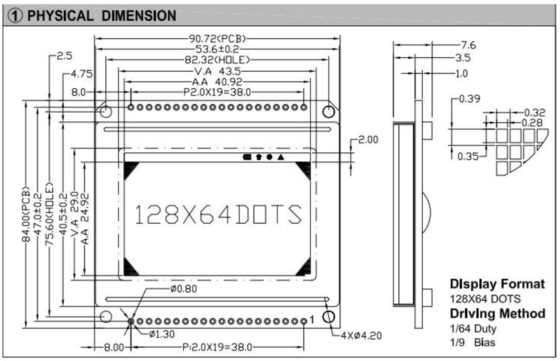 128*64 Γράφη LCD Μοντέλο FSTN 6H AT0108 AT0107 Με PCB LED Υπό φωτισμό βιομηχανική οθόνη