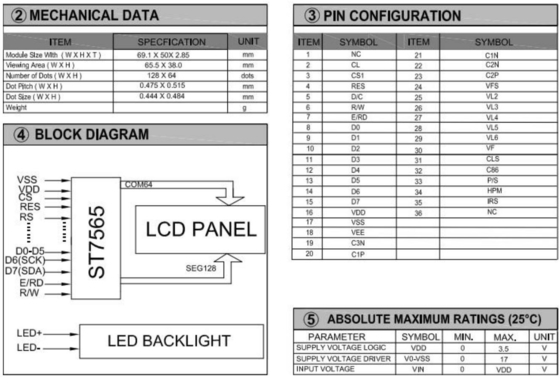 128*64 Εικόνα LCD FPC Interface ST7565 3.3v Βιομηχανική οθόνη ευρείας θερμοκρασίας
