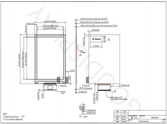 4.0'' 400*600 έγχρωμη ανακλαστική τυπική οθόνη e-paper