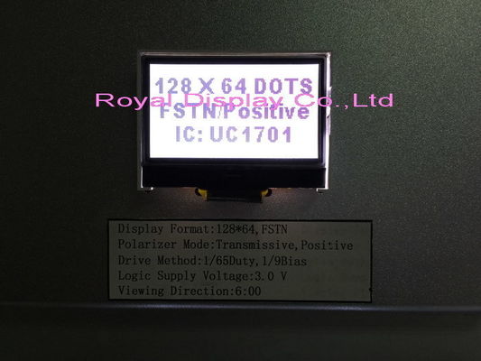 Μονοχρωματική LCD STN/Blue/Negative 128X64 επίδειξη ψηφίσματος 45mA Backlight για το τηλέφωνο γραμμών εδάφους