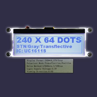 Παράλληλο FFC UC1611s συνήθειας γραφικό LCD μεγέθους 240X64 STN τμηματικό βαραίνω ενότητας ελεγκτών μονοχρωματικό