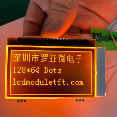 Η καυτή πώληση 128X64 διαστίζει την πορτοκαλιά Blacklight μεταδιδόμενη LCD συγκόλληση επίδειξης FSTN FPC ενότητας St7565p