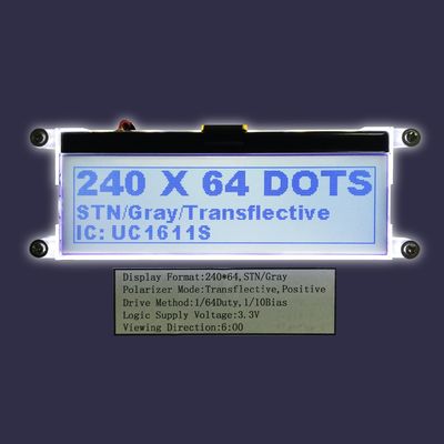 Εργοστασίων χονδρικός 240*64 γραφικός LCD ST7565R παράλληλος YG Stn γκρίζος θετικός LCD ΣΠΆΔΙΚΑΣ FPC πολωτών επίδειξης αντανακλαστικός