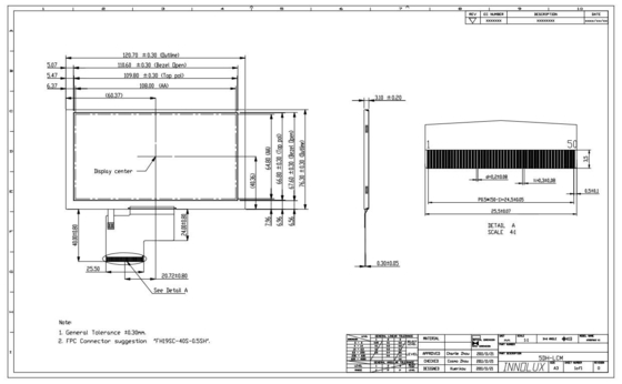 EJ050NA-01G Innolux 5 ιντσών TFT LCD Μοντέλο Δείκτης 800*RGB*480 Προαιρετικός RTP