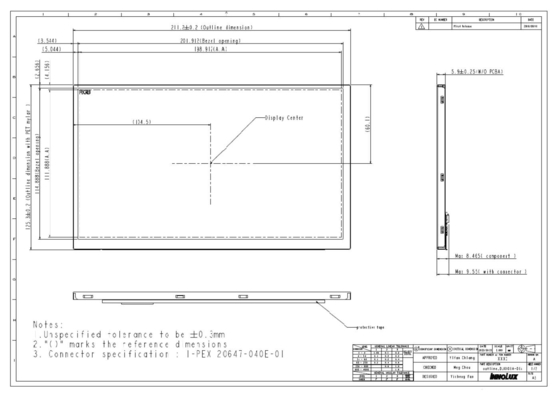 9' TFT LCD Μοντέλο INNOLUX 1280*RGB*720 DJ090IA-01A Αρχική οθόνη αυτοκινήτου Μεγάλη θερμοκρασία