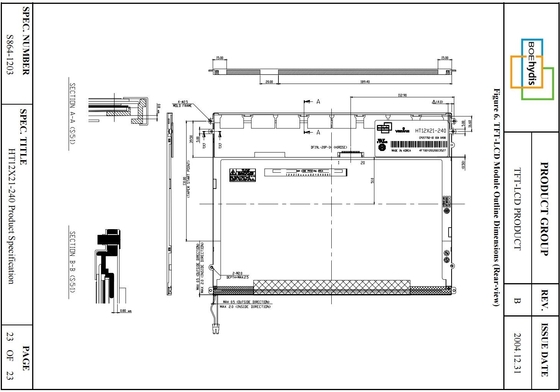 12.1′ TFT LCD XGA 1024*768 RGB BOE Αρχική ευρυόπτωση οθόνη αφής HT12X21-240