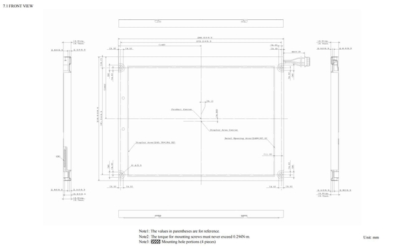 12.1'' TFT LCD Module 1024*768 RGB NEC 600:1 Εταιρική οθόνη LVDS Interface