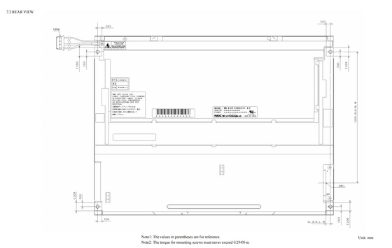 12.1'' TFT LCD Module 1024*768 RGB NEC 600:1 Εταιρική οθόνη LVDS Interface