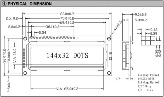 144*32 Μοδούλα γραφικής οθόνης LCD με LED οθόνη βιομηχανικής υποβοηθούμενης φωτισμού ST7920/ST7921