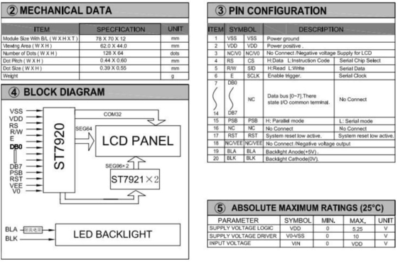 128*64 Εικόνα LCD με PCB St7920/St7921 FSTN Μονοχρωματική βιομηχανική οθόνη