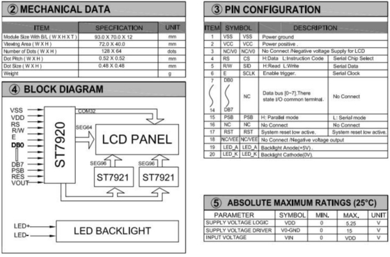 20PIN Connector 128*64 Εικόνα LCD Μονοχρωμικό STN Χρώμα Προαιρετικό με φως πίσω