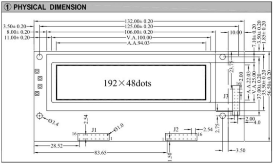 192*48 Γράφικη μονάδα LCD με φωτισμό AT0107 6H 12H ευρεία θερμοκρασία βιομηχανική οθόνη