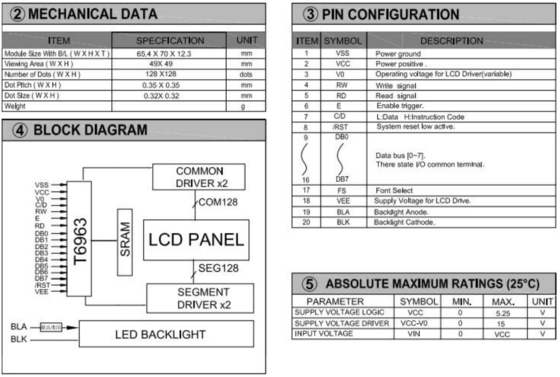 128*128 Γραφική μονάδα LCD FSTN με φως υποβάθρου PCB T6963 ευρεία βιομηχανική οθόνη