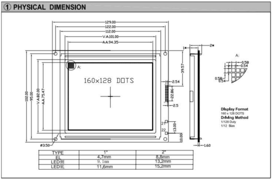 160*128 γραφική μονάδα LCD 6H 12H με φωτισμό T6963C STN μονοχρωματική βιομηχανική οθόνη