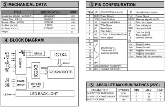 320*240 FSTN Γράφικη μονάδα LCD RA8835 6H Βιομηχανική οθόνη ευρείας θερμοκρασίας