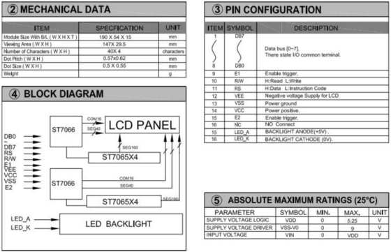 Μονάδα LCD 40*4 χαρακτήρων Μεγάλο μέγεθος με πίσω φωτισμό Βιομηχανική οθόνη μεγάλης θερμοκρασίας