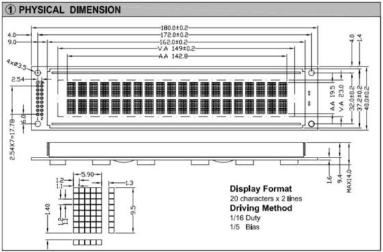 20*2 2002 Μονάδα LCD χαρακτήρων Μεγάλο μέγεθος Βιομηχανική οθόνη ευρείας θερμοκρασίας