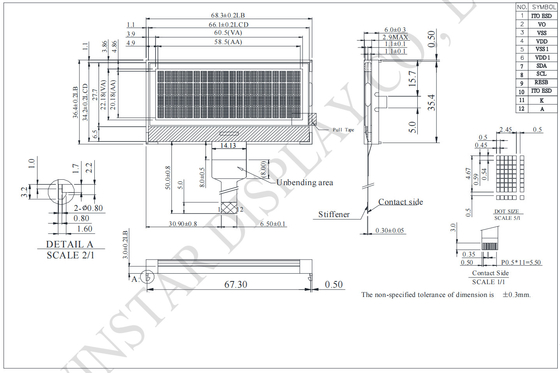20*4 FSTN Μονοχρωματική I2C ευρεία θερμοκρασία LCD μονάδα Winstar αντικατάσταση