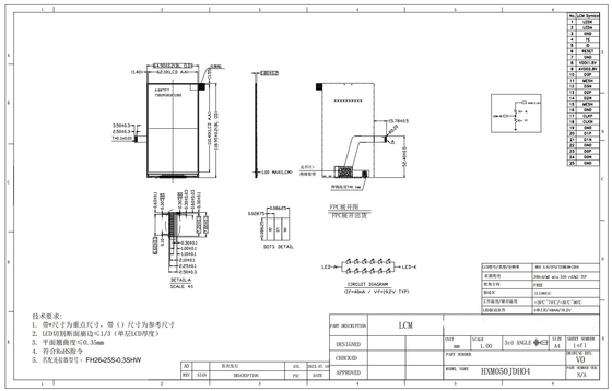 5' 720*RGB*1280 All View Mipi Interface Ili9881c IC ευρεία θερμοκρασία TFT LCD μονάδα