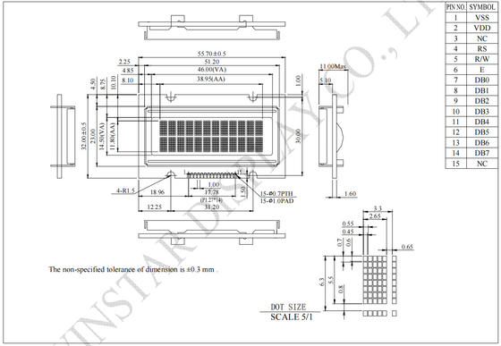 1.6' 12*2 χαρακτήρες Μονοχρωματικό OLED LCD Μοντέλο Winstar Αντικατάσταση